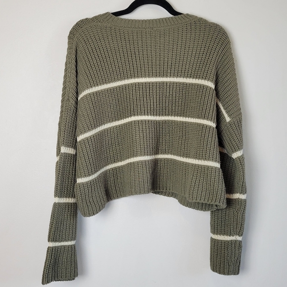 Moon & Madison Cropped Knit Sweater Stripes Green M - Picture 4 of 11